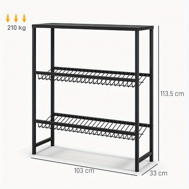Flessenrek – Drankenkast – Krattenrek – Opbergrek – Flessenhouder – Vrijstaand Metalen Rek – Verstelbare Hoogte – Antislip Leggers – 103 x 33 x 113,5 cm – Stevig Staal