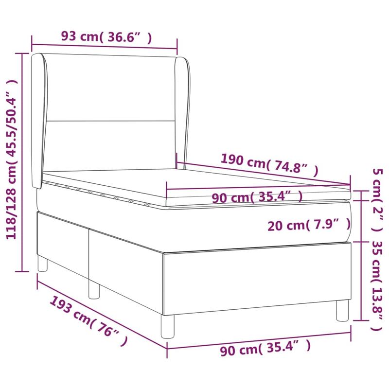 Boxspringbed – Bed – Slaapbed – Ledikant – Slaapbank – Zwart – 90x190 cm – Stevig Hardhout Frame – Geen Montage Nodig