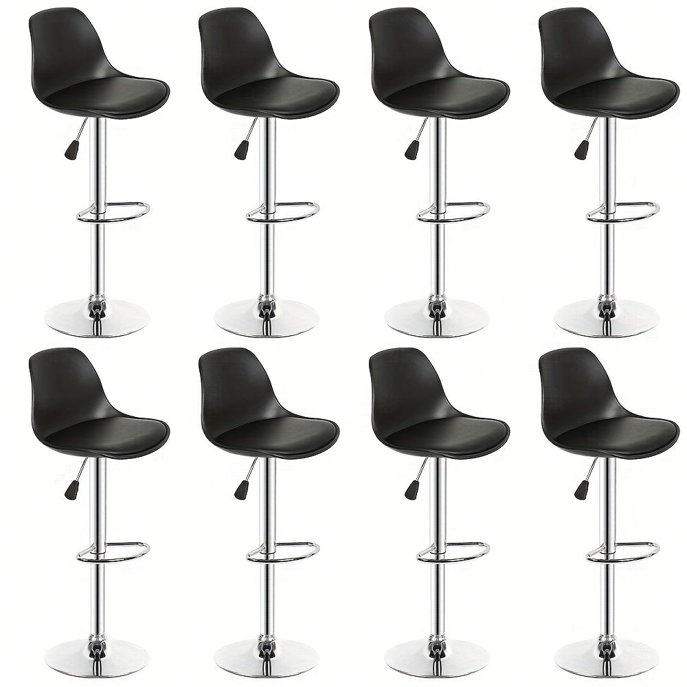 Barstoel – Barkruk – Barstoel Set – Keukenkruk – Barkrukken Set – Draaibaar – Kunstleren Bekleding – Set van 8 – Zwart – Ruimtebesparend Design – Eenvoudig Schoonmaken