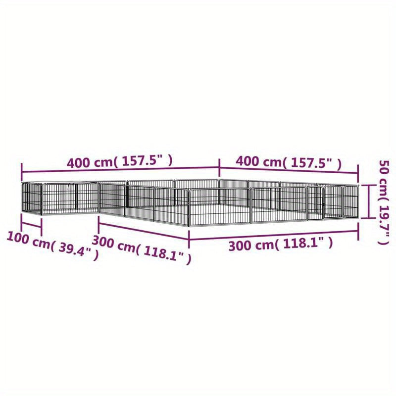 Hondenren – Hondenhok – Puppyren – Loopren – Buitenren – Zwart – 16 Panelen 100x50 cm – Gepoedercoat Staal – Veilig Slot