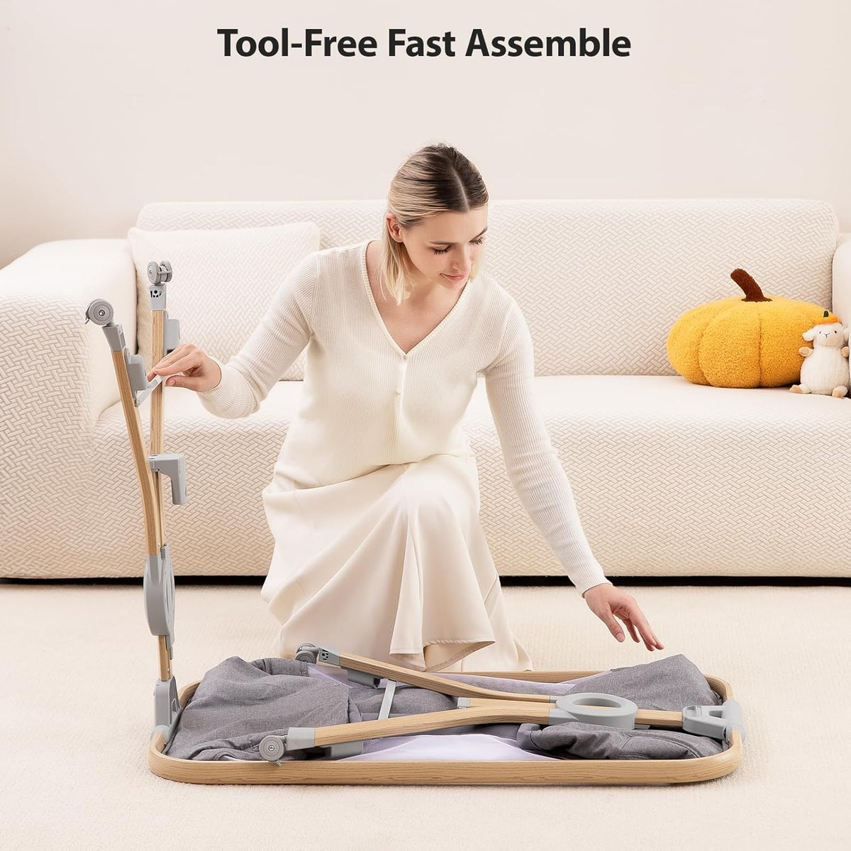 Larex Bijzetbed voor baby's, 3-in-1 babybed met muggennet, opbergtas en mand, in hoogte verstelbaar 5-traps babybed, 4 wielen met rem, ademend matras en mesh (donkergrijs)