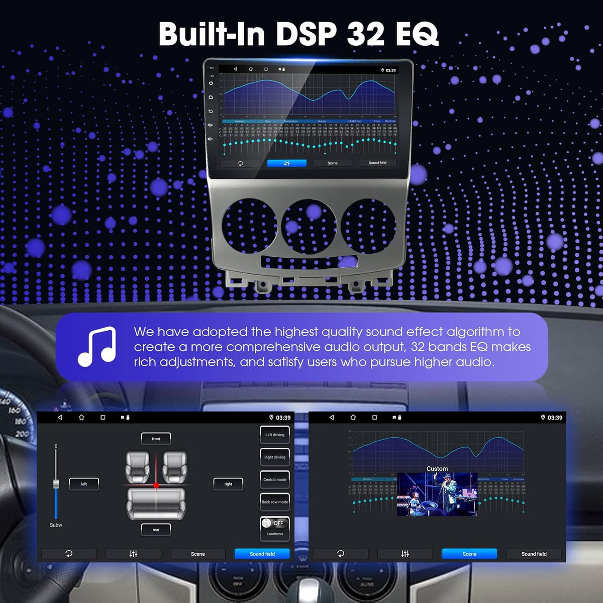 EZoneTronics Carplay Android Auto Radio Stereo voor Mazda 5 2005-2010 met 9 inch Touchscreen High Definition GPS Navigatie Bluetooth USB Wifi Spiegel Link SWC speler 32G ROM