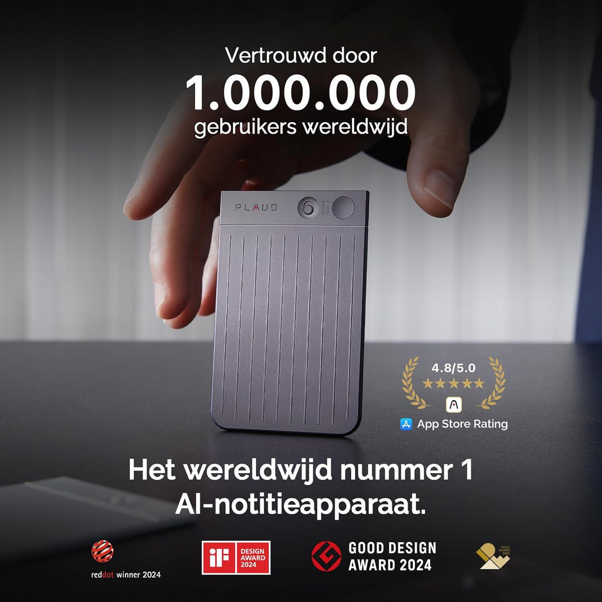Plaud Note Digitale AI Spraakrecorder voice recorder met AI Transcriptie en samenvattingen audio ondersteunt 112 talen audio recorder voor colleges vergaderingen (Zwarte Hoes met Zwarte Note)