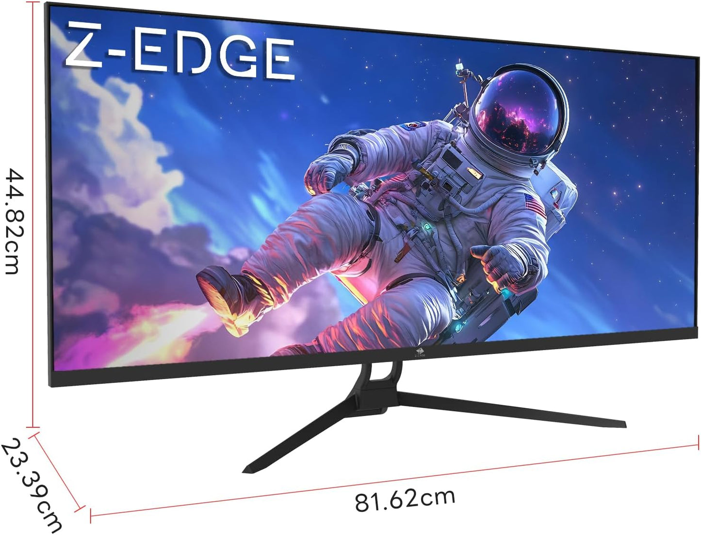 Z-Edge Gaming PC Screen 34'', UWQHD(3440x1440), 165Hz, IPS Panel, 1ms, Ultrawide Monitor 21:9, FreeSync, 300cd/m², 2*DP1.4 & HDMI2.0, RGB, Adjustable Slope, VESA 75 * 75mm (DP cable included)