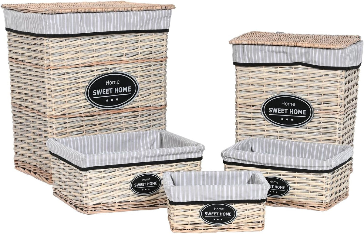 Mand Ropa Set 5 MIMBRE canvas 47 x 35 x 55 cm NATURAL