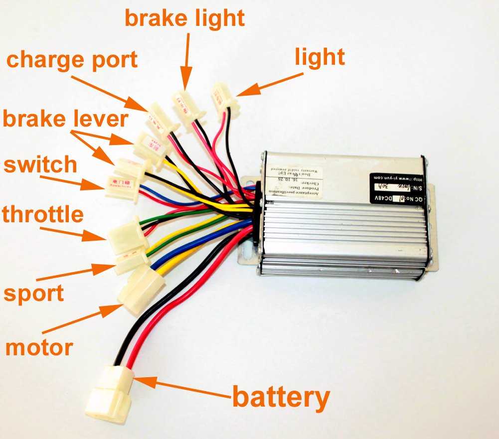 MY1020 Motor, 36 V, 48 V, 1000 W, Unitemotor met smoorklep en controller, krachtige elektrische scooter, kettingaandrijving, doe-het-zelf gocart kit (48V duimgasset)