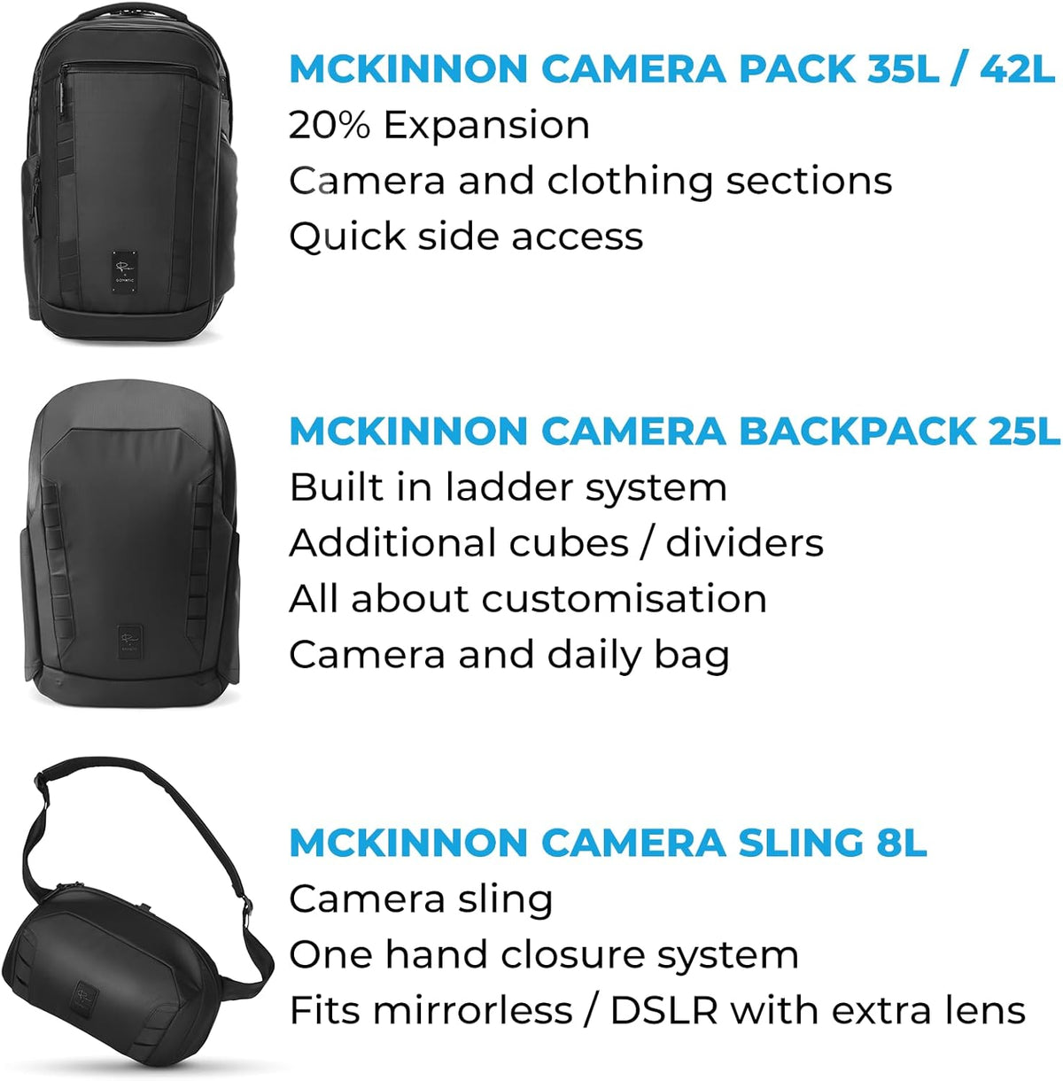 Gomatic Peter McKinnon Sling 8 L | Cameratas | Fotografie-Schoudertas | Camera Gear Shoulder Bag | Photography Shoulder Bag | Dagtas | Riemtas | Daypack | Hand Bagage | Slingbag | Waterdicht