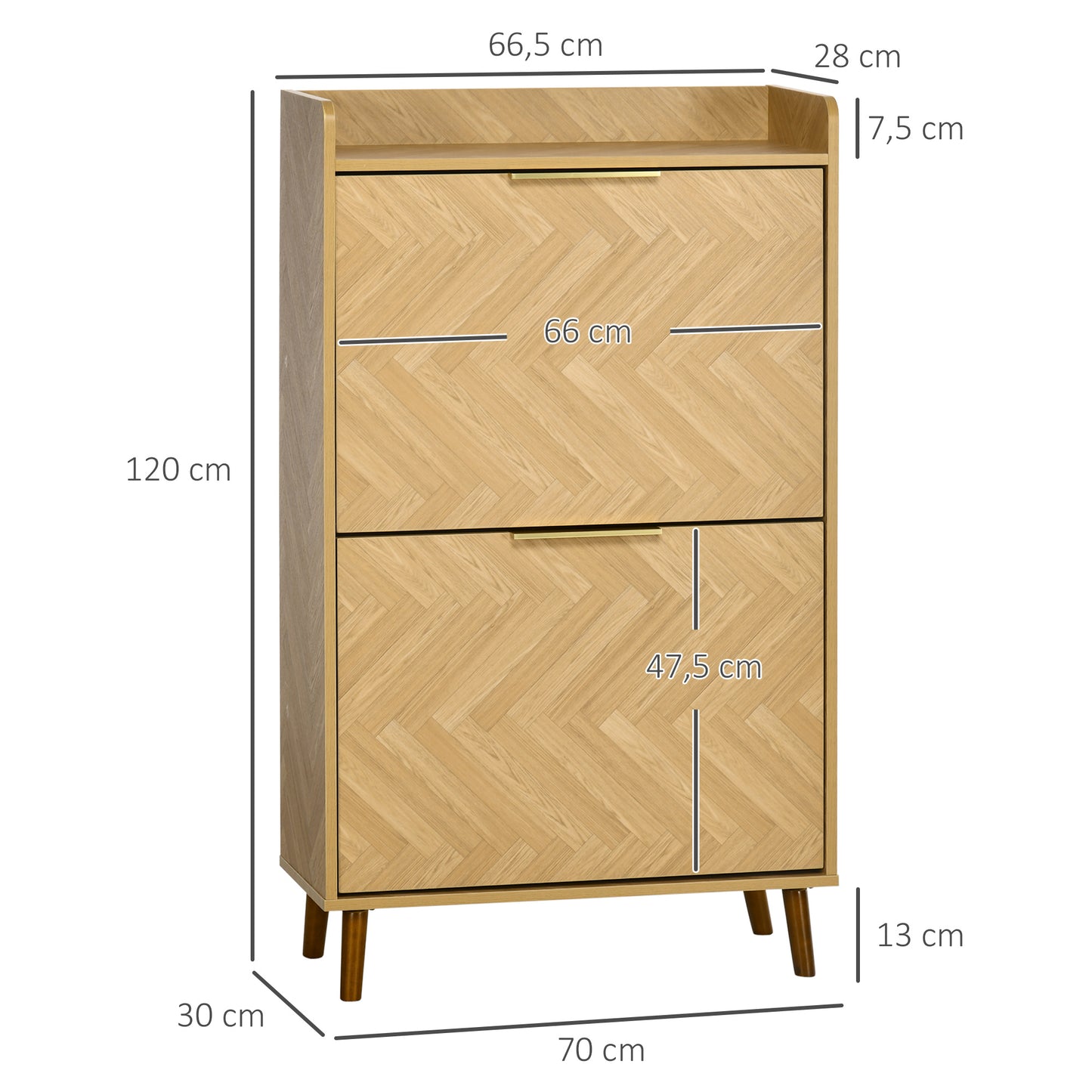 Schoenenkast – Schoenenrek – Schoenenopberger – Schoenmeubel – Schoenenkastje – Vintage Design – Compact 70x30x120 cm – Houtvezelplaat & MDF