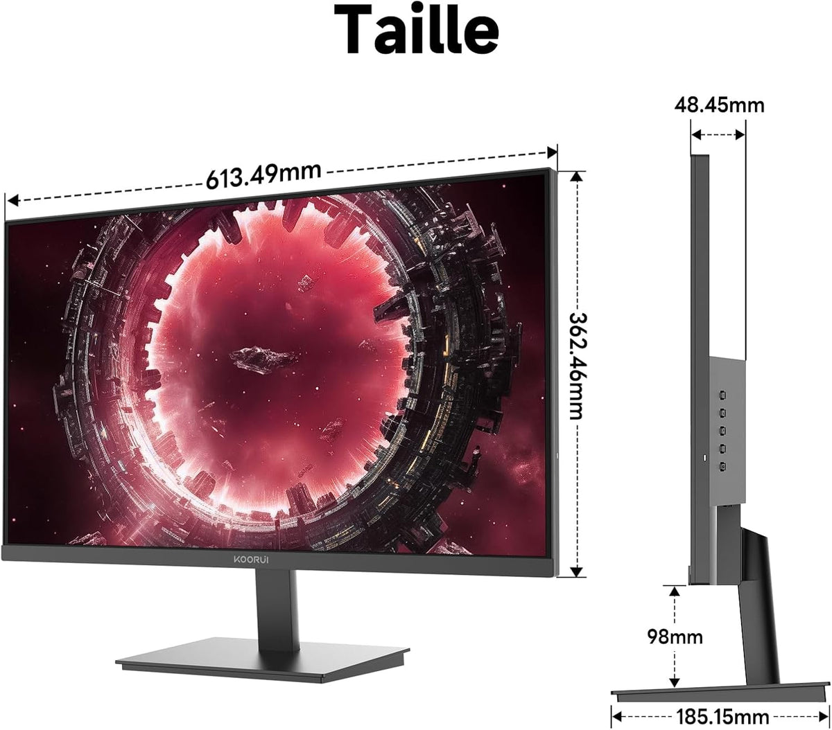 KOORUI 27 Zoll FHD(1920×1080) Monitor, IPS, 100Hz, 99% sRGB, Adaptive Sync, Blaulichtfilter, HDMI & VGA, VESA 100×100, Augenfreundlicher Bildschirm - QUORE