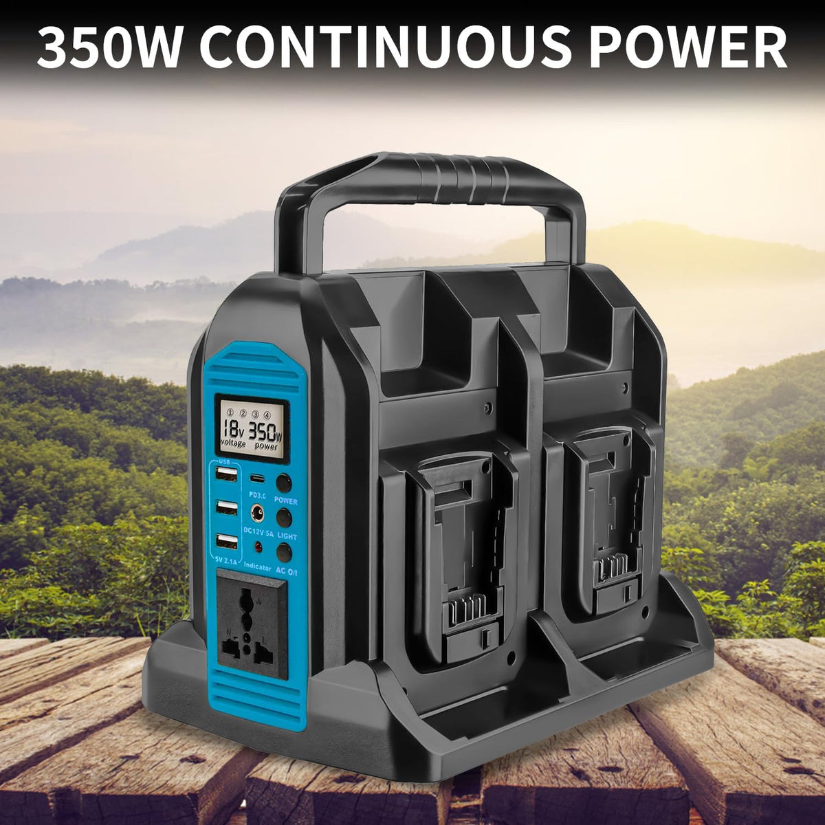 350W 4-Port Pure Sine Wave Inverter, DC 18V to 220V-230V AC Power, Compatible with Makita 18V Batteries (Battery Not Included) | Portable Outdoor P