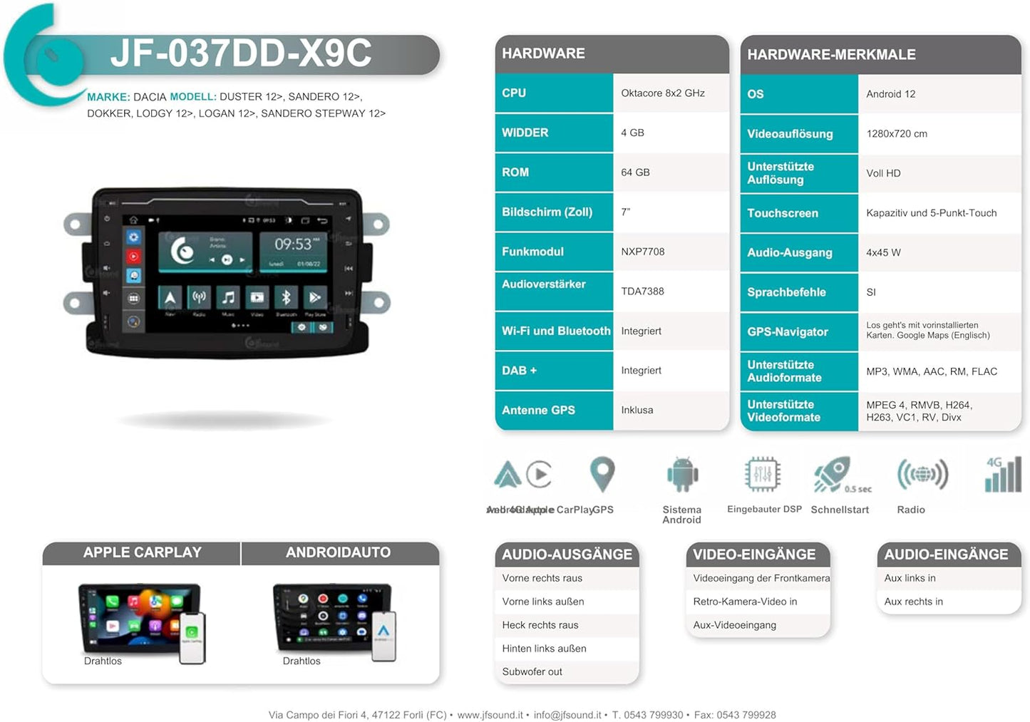 Autoradio Dacia Duster – Android Radio – Navigatiesysteem – Inbouwradio – Multimedia Speler – 7" Touchscreen – Bluetooth & WiFi Connectivity
