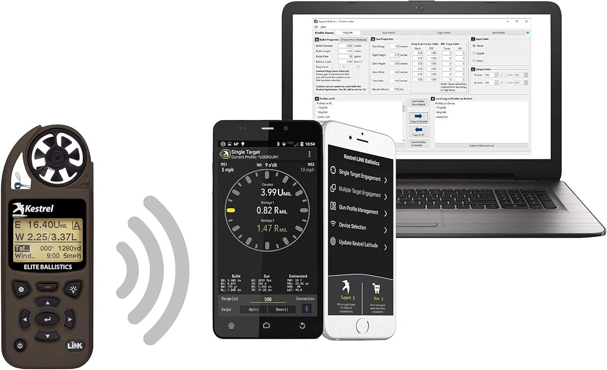 Kestrel Ballistics Elite Weer Meter met Toegepaste Ballistiek en Bluetooth Link