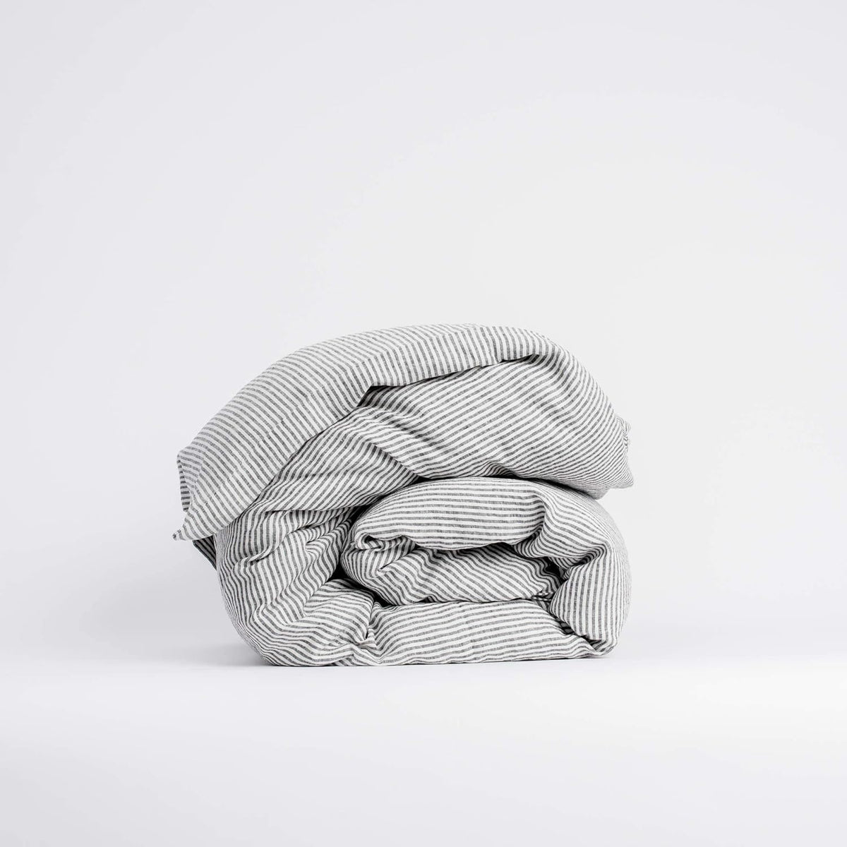 My Linen Home Dekbed van gewassen linnen (100% steenwashed), 150 x 200 cm, hypoallergene strepen, thermoregulatie en ademend vermogen, machinewasbaar