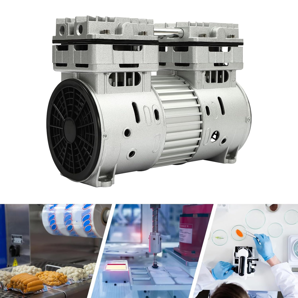 Vacuum Pomp – Olievrije Pomp – Laboratorium Pomp – Suppressiepomp – Luchtcompressor Pomp – 800W Motor – 1400 rpm Snelheid