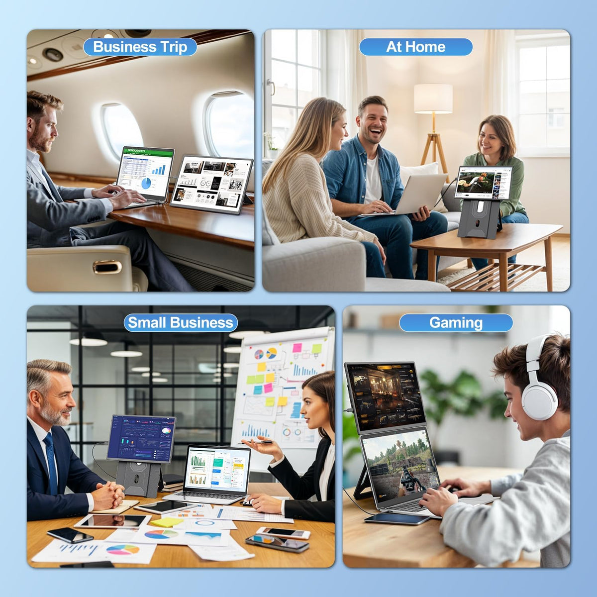 Draagbare Monitor – Laptop Scherm Extender – Mobiel Scherm – Tweede Beeldscherm – 16 Inch IPS Display – 1200P FHD Resolutie – 360° Draaibare Magnetische Standaard - QUORE