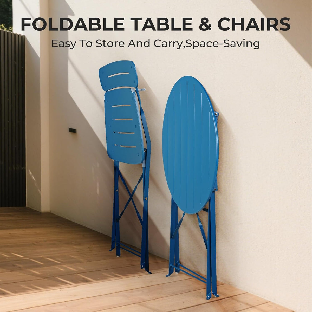 Grand patio n Tuinmeubelset, outdoor bistrotafel en stoelen, set van 2, klein balkonmeubilair, weerbestendig, 3-delige vouwsets voor balkon, tuin, tuin