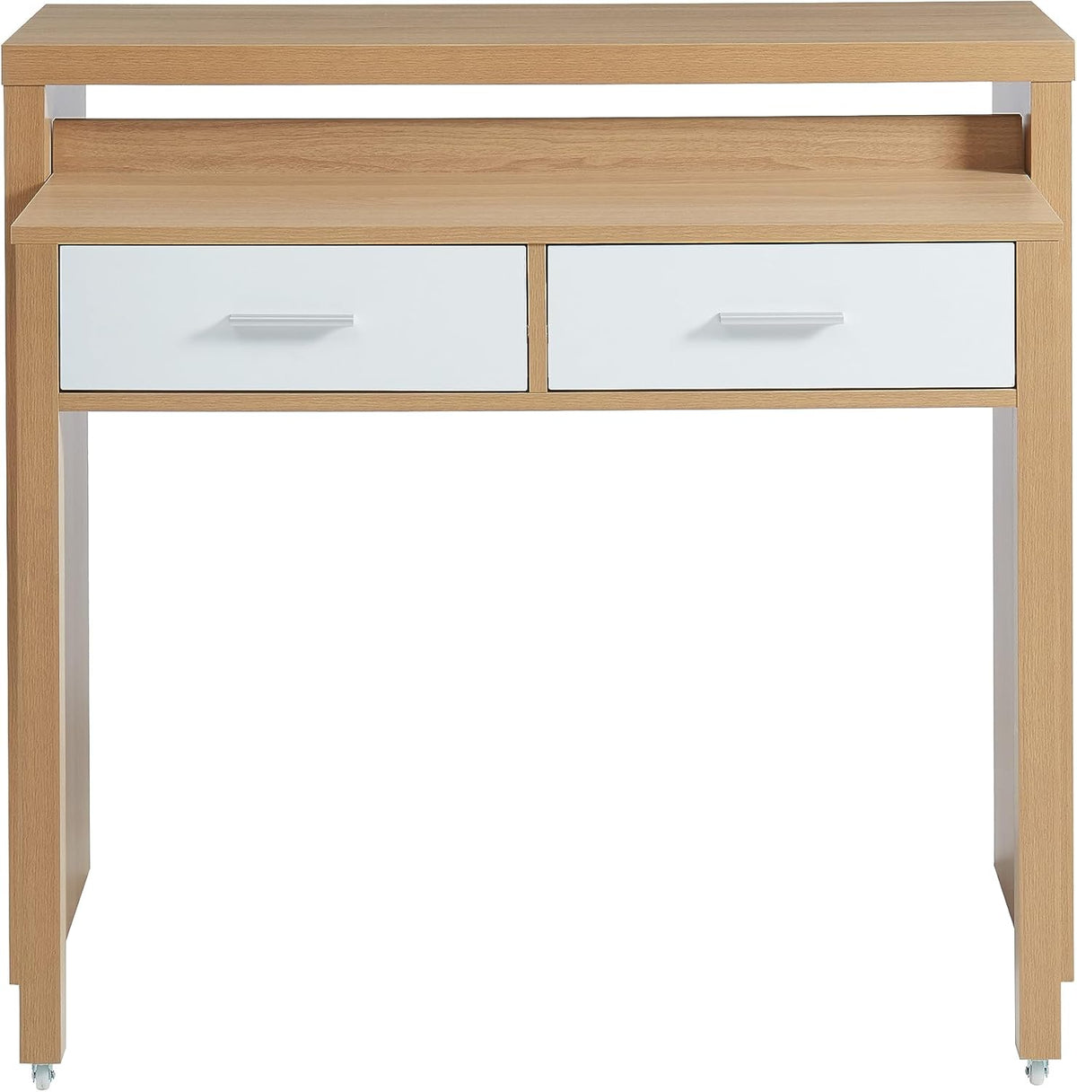 BAÏTA - Uitschuifbaar bureau Studio wit en eikeneffect, 98,5 cm