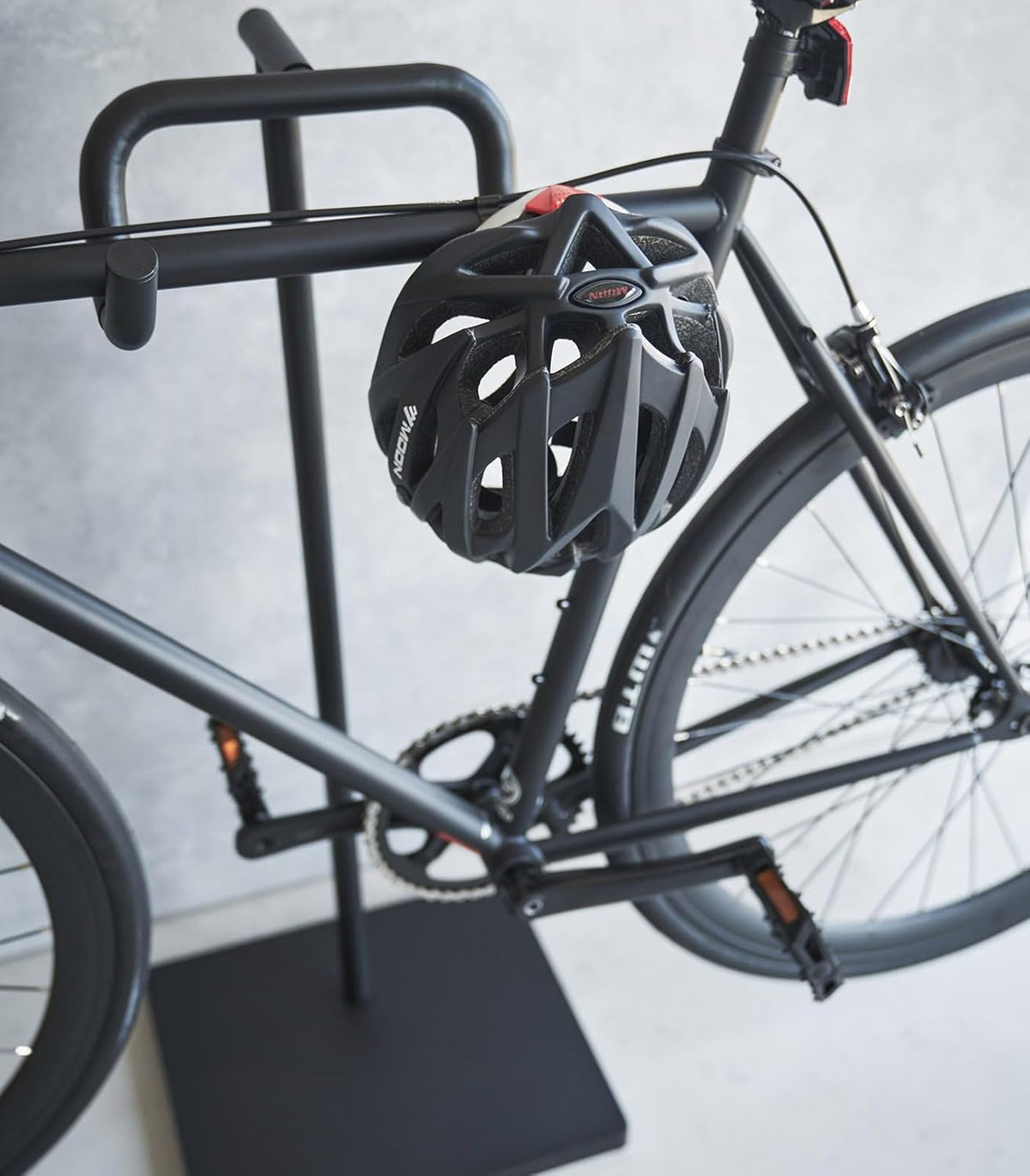 Yamazaki 1966 TOWER Bicycle Stand, black, Steel / Polypropylene / Silicone, 38 x 33 x 94 cm