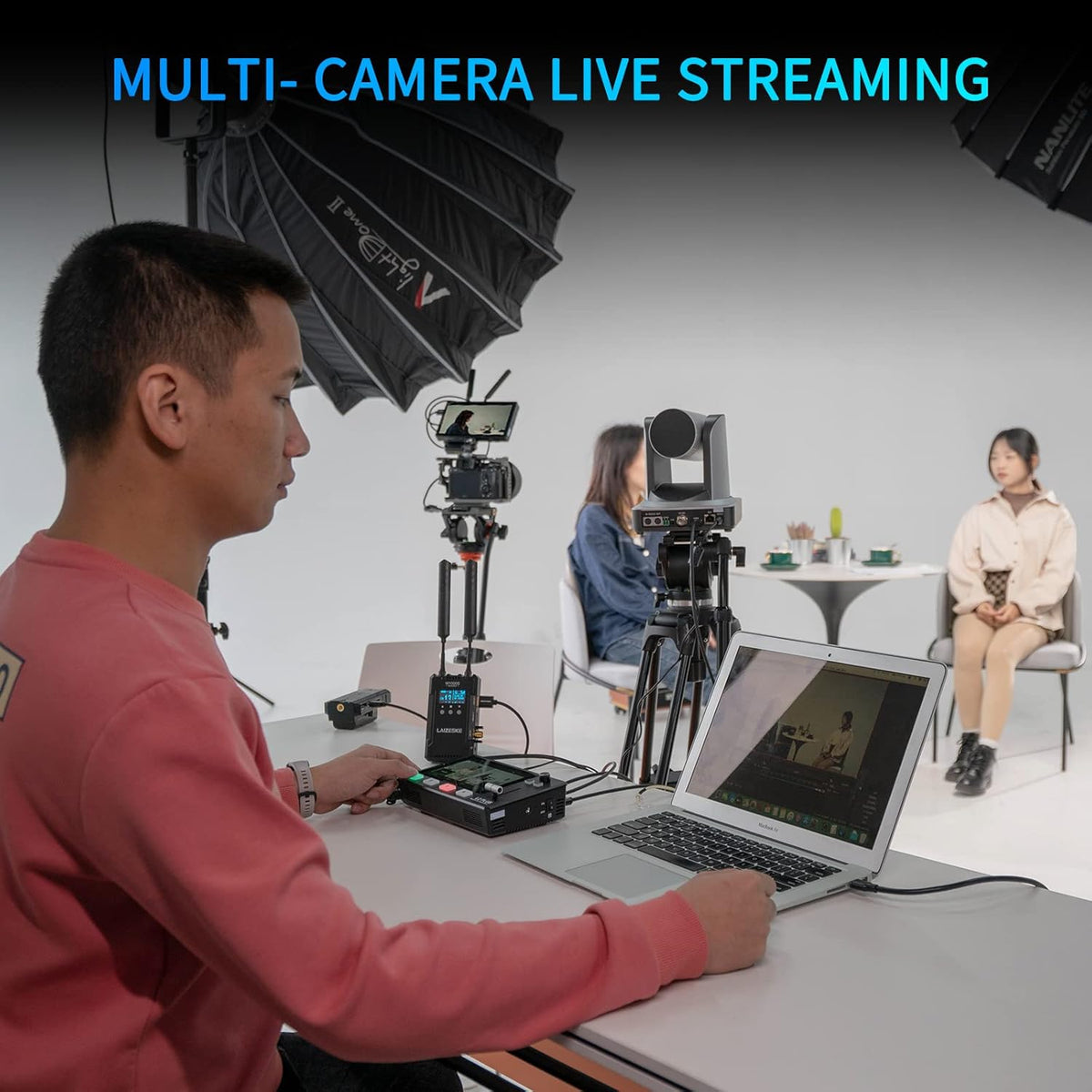 Multicamera Videoswitcher – Videomixer – Videoswitcher – Live Switcher – Videoschakelaar – 4 x HDMI Ingangen – 5,5 Inch LCD Touchscreen met PTZ Bediening en Chroma Key