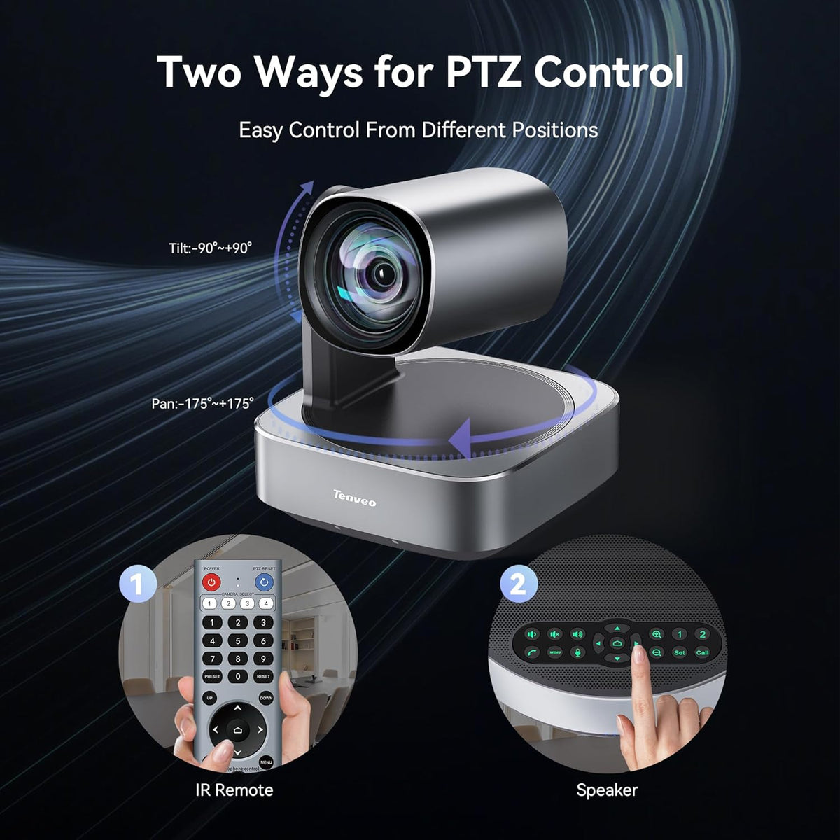 Tenveo 4K PTZ Conference Camera met Bluetooth Speaker System 2 Uitbreidingsmicrofoons 12X Optische Zoom Groothoeklens Werkt met Zoom Skype Teams