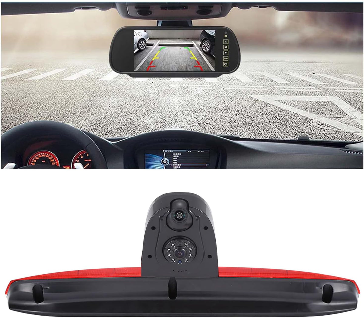 HD 1280 pixels remlicht dubbele achteruitrijcamera dak camera parkeerhulp met hoek verstelbaar nachtzicht compatibel met Mercedes Vito Mixto W639/W447 109 111 114 BLUETEC LWB Box CDI