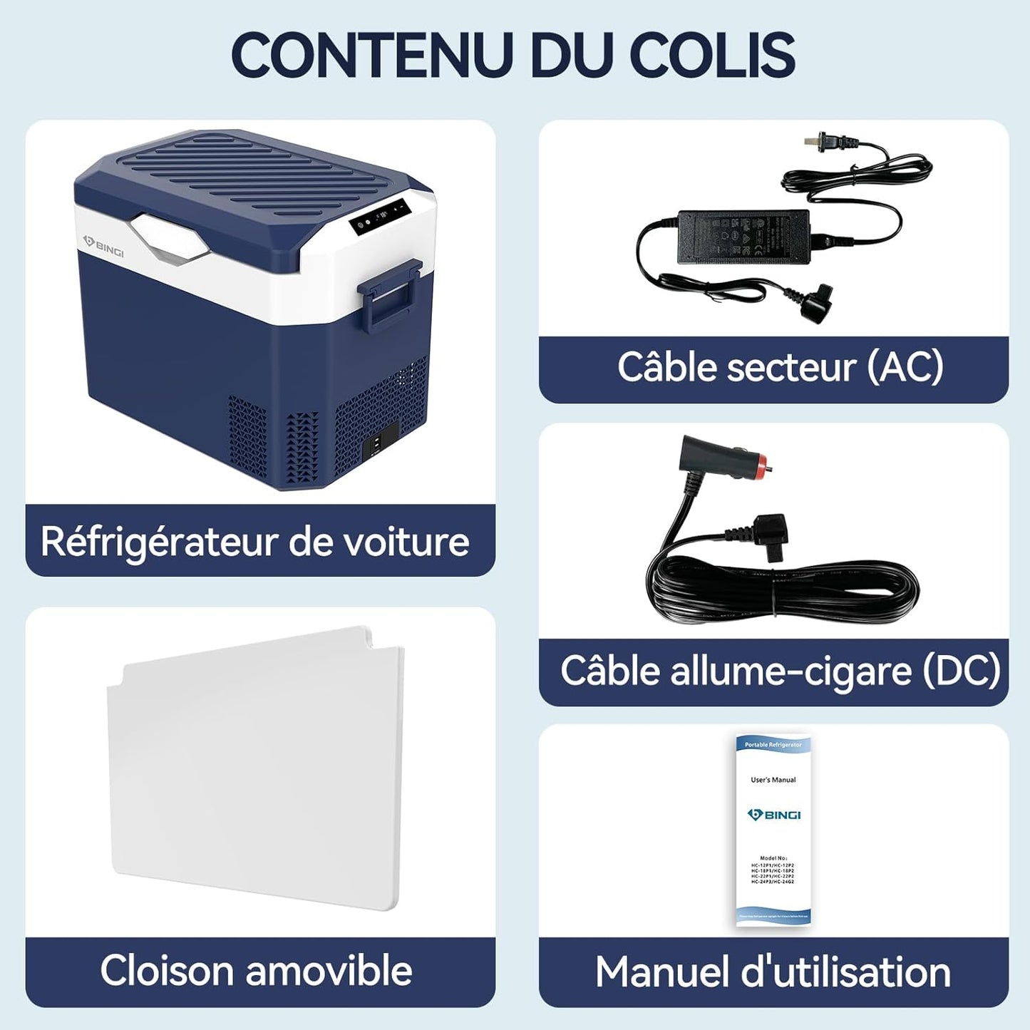 BINGI Compressor Koelbox, 30 Liter Draagbare Auto Koelkast, 12/24 V DC en 230 V AC voor Auto, Vrachtwagen, Camping, Camper en Stopcontact