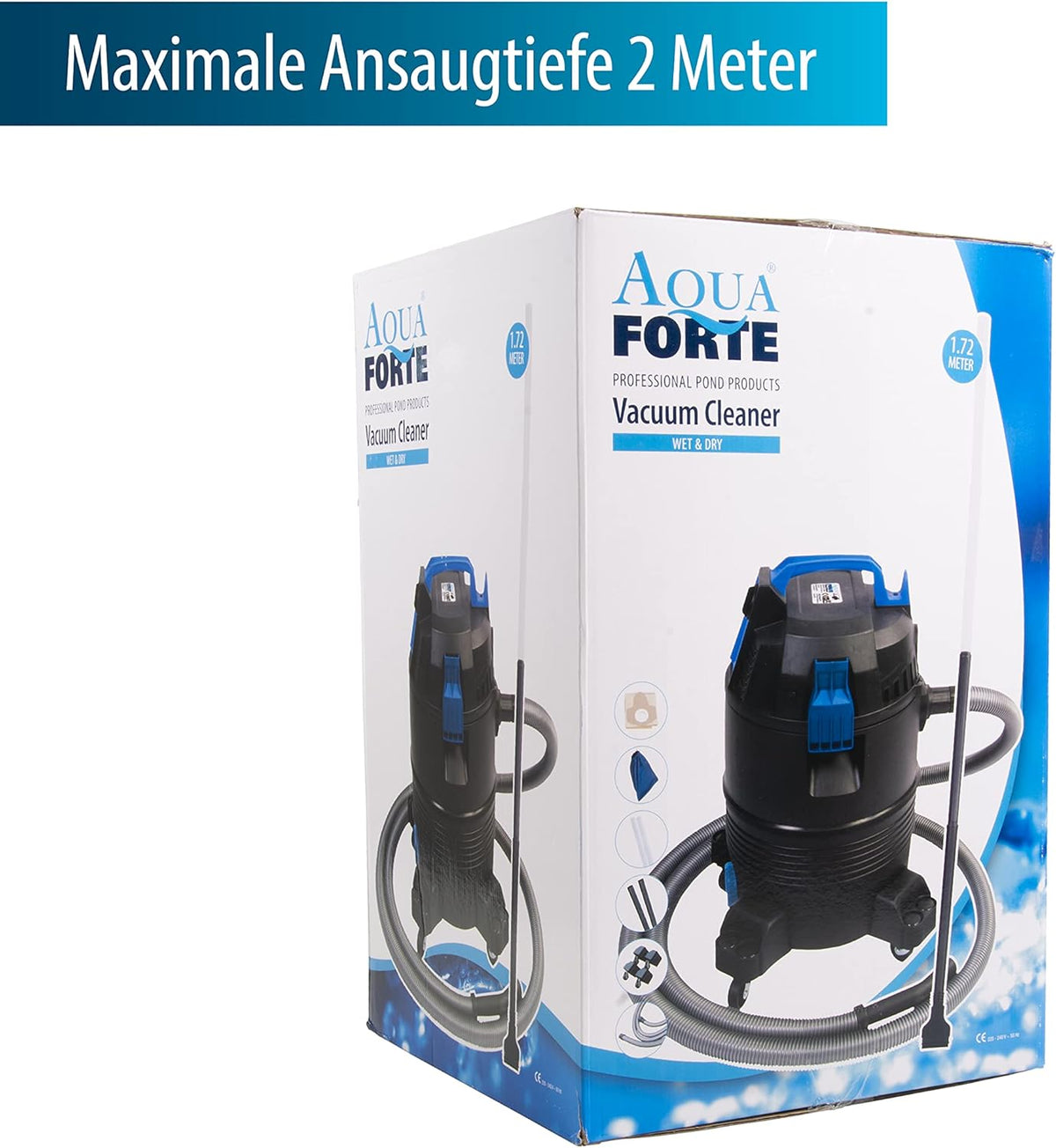 AquaForte Nat-/droogzuiger - 1400 w - kunststof tank - 35 l - 4 m slang – reiniging van vijvers en zwembaden