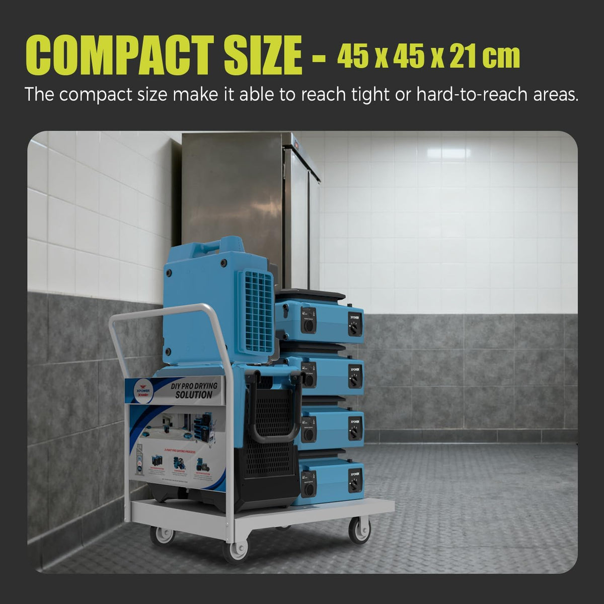 XPower Low Profile Air Mover Floor Fan Tapijt Dryer Blower met Power Outlets voor Waterschade Restoratie, Commercieel Reiniging en Plumbing Gebruik (PL-700A)