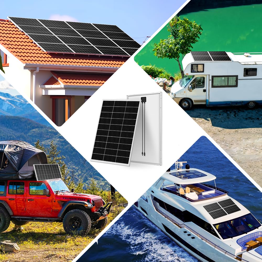 100W Zonnepaneel – Monokristallijn Paneel – Solar Module – Camping Zonnepaneel – 12V Oplader – Gehard Zonneglas – Voorgeboorde Gaten Montagemogelijkheid
