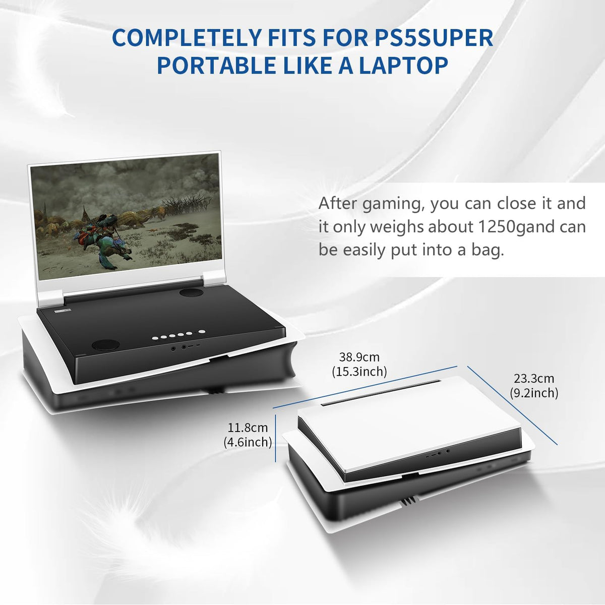 G-STORY Portable monitor for games 14 inch IPS 4K 60Hz with integration for PS5 Pro (PS5 Pro not included) 3840 × 2160 with 2 HDMI ports, FreeSync, 2 integrated stereo multimedia speakers - QUORE