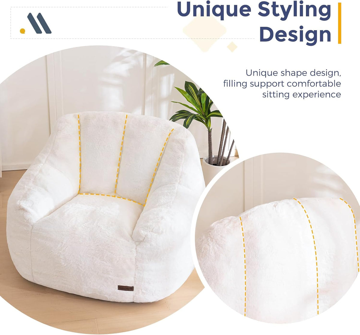 MAXYOYO Puff voor volwassenen en kinderen – Zachte imitatiebontstof, Solo Puff met vulling, Moderne bank, Ergonomisch en comfortabel, Fauteuil voor woonkamer en slaapkamer