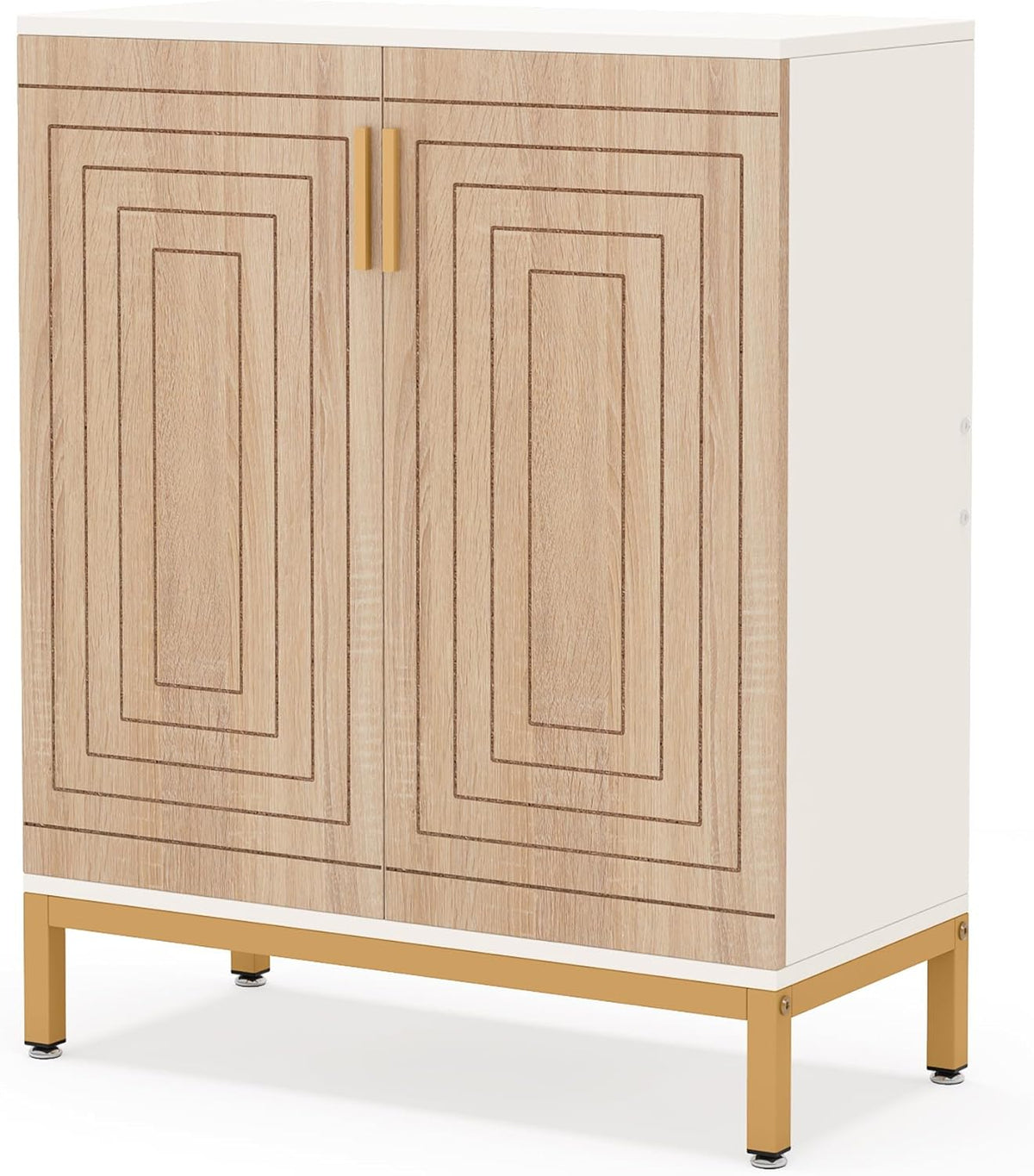 TRIBESIGNS WAY TO ORIGIN Shoe Cabinet, 20 Pairs Modern Shoe Storage Cabinet with Doors, 6 Tier Free Standing Shoe Organizer Rack for Living Room, Closet, White and Brown