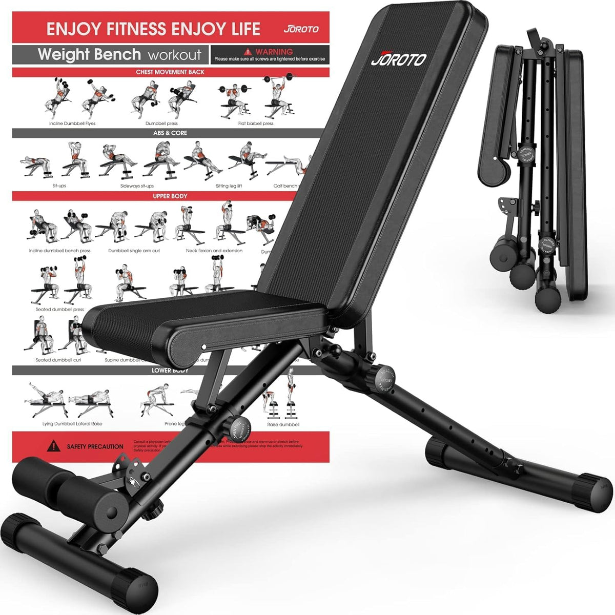 Verstelbare Halterbank – Verstelbare Trainingsbank – Krachtbank – Fitnessbank – Zwart – 328 kg Draagvermogen – Inklapbaar & Ruimtebesparend - QUORE