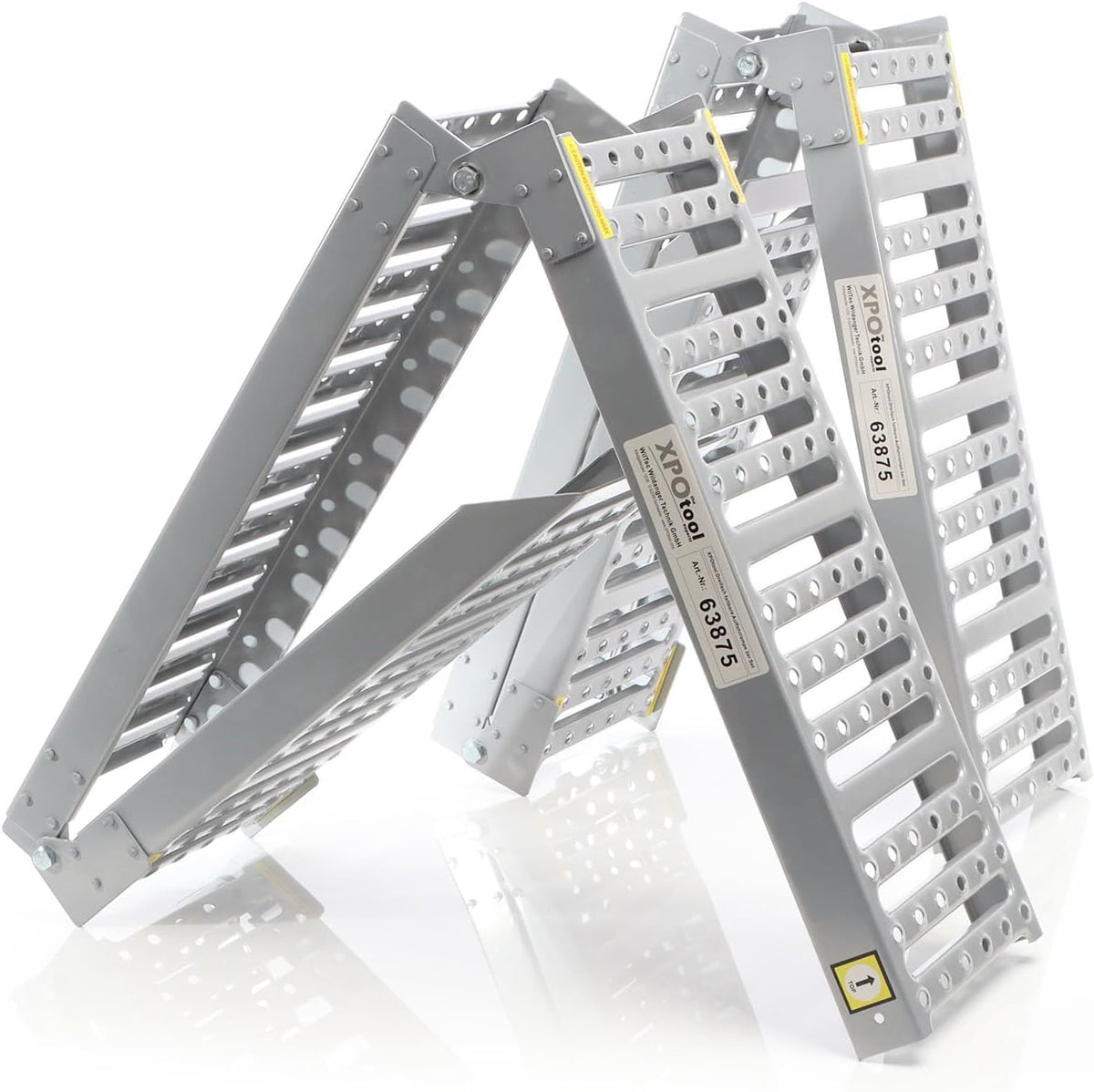 XPOtool 2x oprijplaten 340 kg 3-voudig inklapbaar 195,5x23 cm slipvast staal laadplaten voor motoren