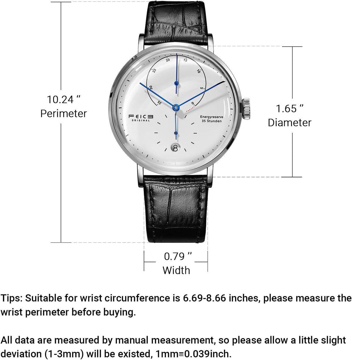 Men's Wristwatches FEICE Bauhaus Automatic Mechanical Watch with Domed Mirror Waterproof Big face Dress Watches for Men ⌀42mm -FM202
