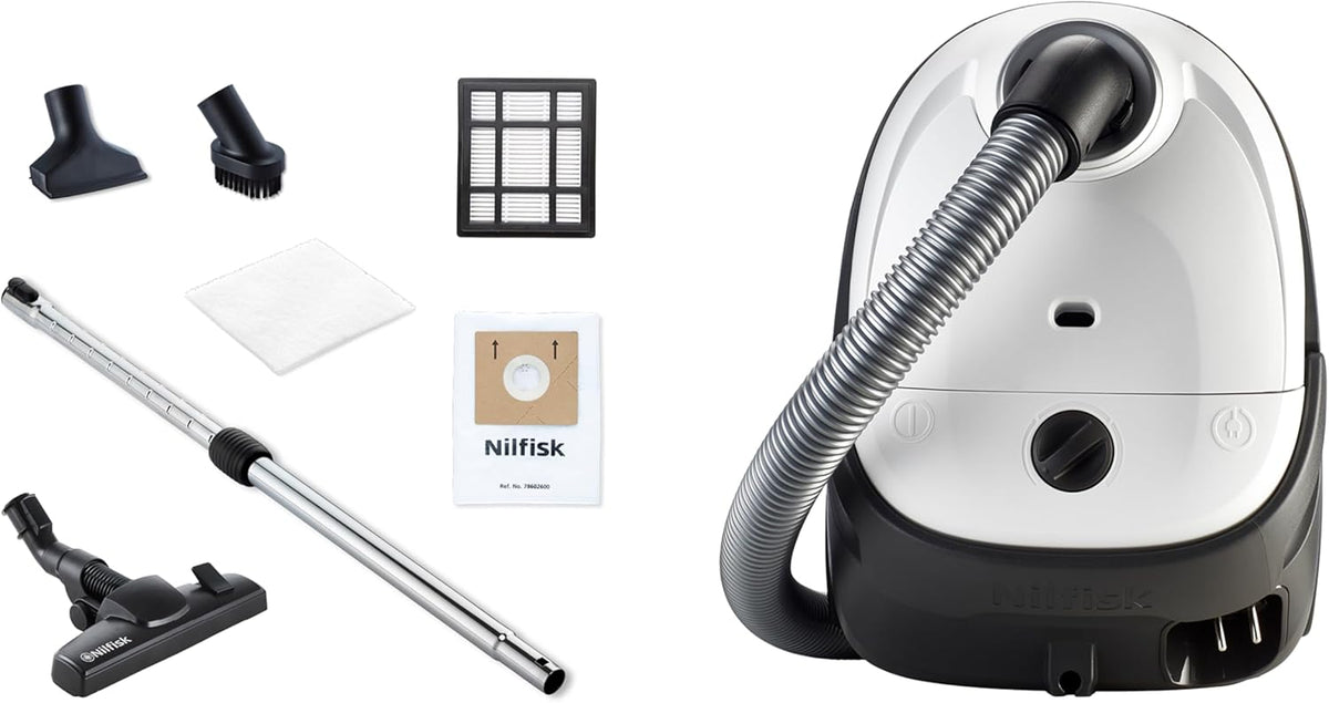 Nilfisk One Stofzuiger – Compacte en Lichtgewicht Stofzuiger met EPA-filter – Krachtig, 3L, 750W – Wit (WB10P05A-HB15)