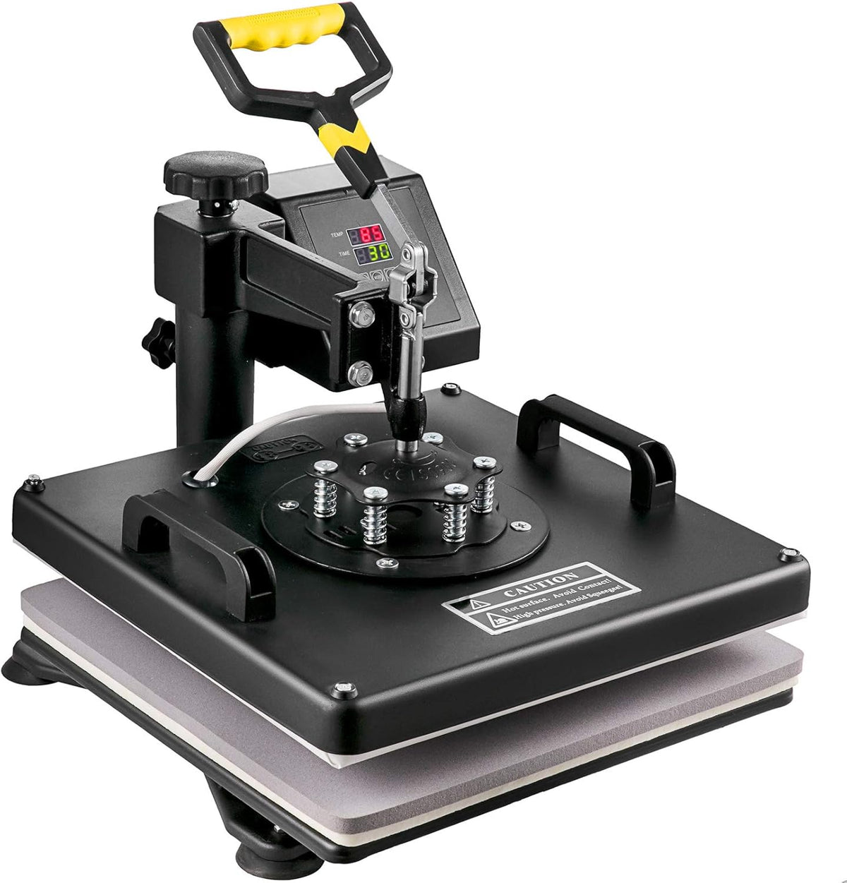 VEVOR transferpers, 8-in-1, 38 x 38 cm, hittepers, 1250 W, T-shirt-hittepers, Hittepersmachine,360 graden draaibaar, doe-het-zelf, multifunctionele sublimatie-hittepers met digitale LED-temperatuur- en tijdregelaar