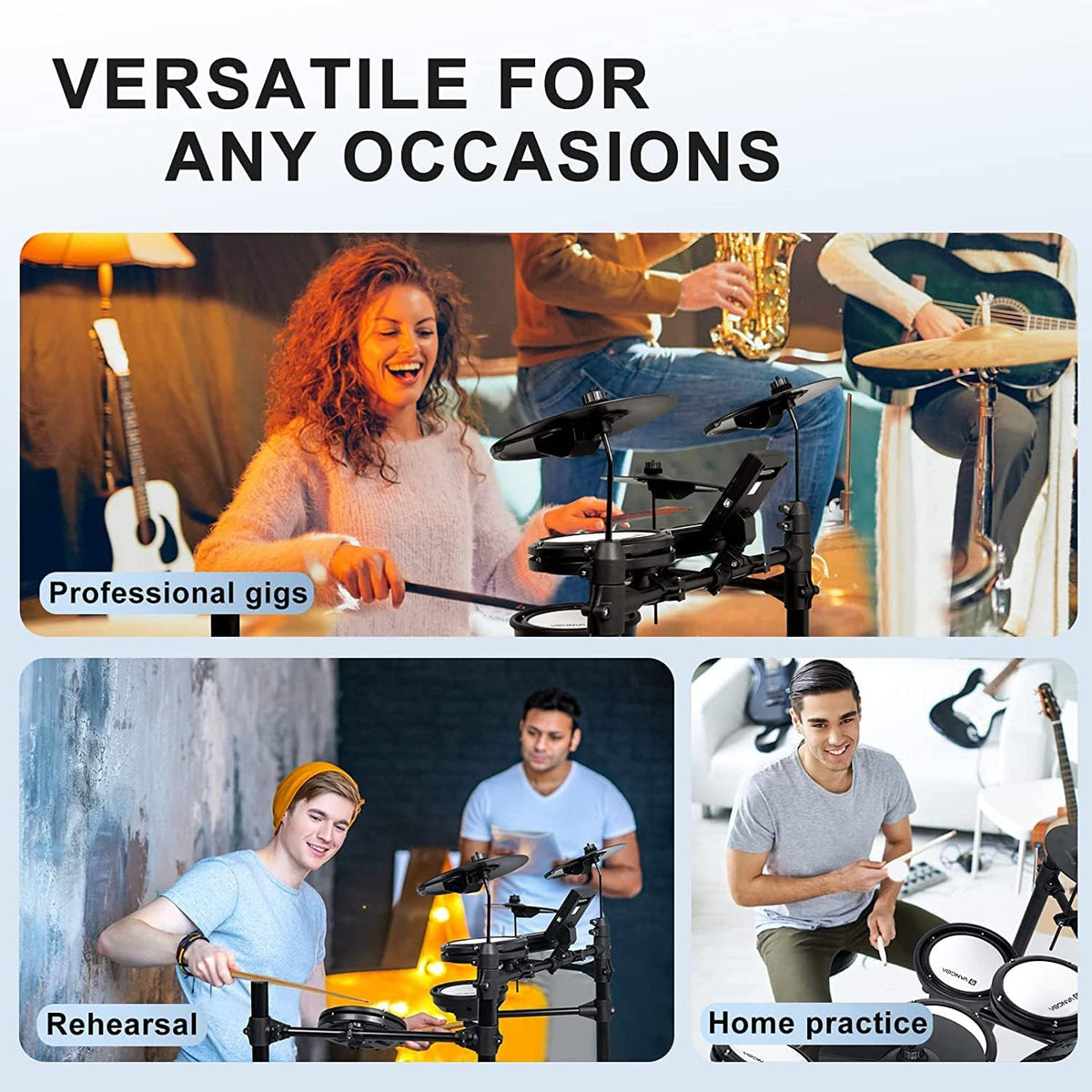 Coolmusic Bluetooth luidspreker 100 W, monitor, versterker voor elektrische trommel, toetsenbord en akoestische gitaar