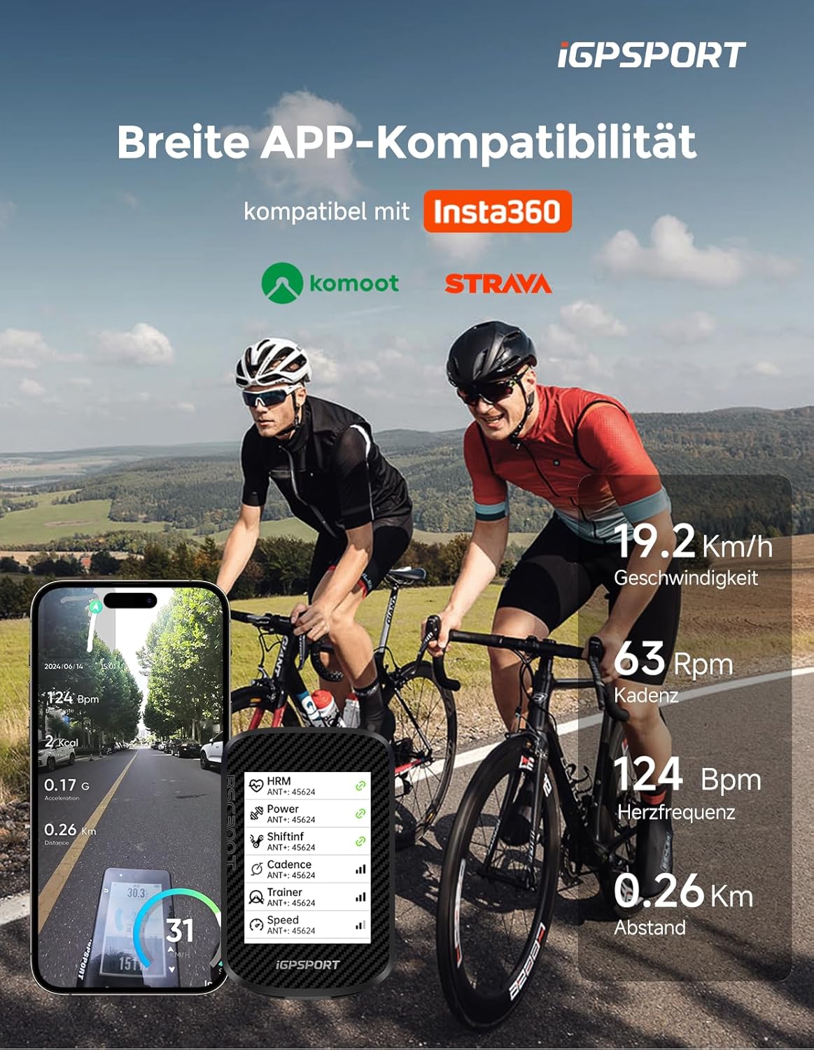iGPSPORT BSC300T GPS fietscomputer, draadloos, touchscreen en toetsen, MAP-navigatie, trainingsfunctie, Bluetooth, ANT+