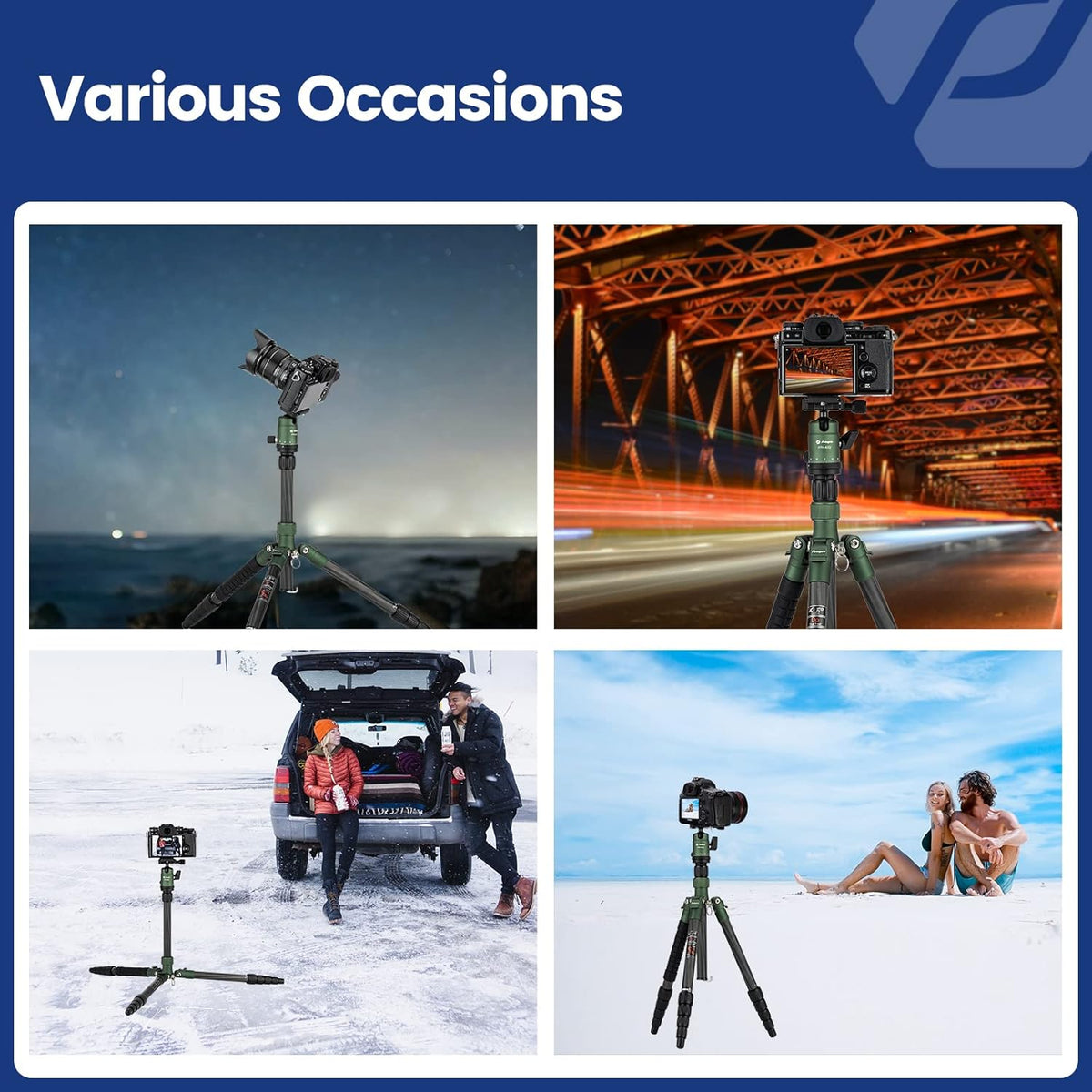 Fotopro 62 inch koolstofvezel reisstatief, compact camerastatief met metalen kogelkop, afneembare monopod met Arca-Swiss snelkoppelingsplaat en tas, belastbaar tot 8 kg