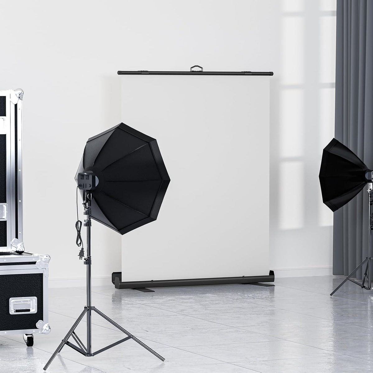 Witte schermachtergrond, WASJOYE professionele inklapbare pull-up chromakey-paneel, automatisch vergrendelende kreukbestendige fotografie-achtergrond voor fotovideostudio, live game, streaming
