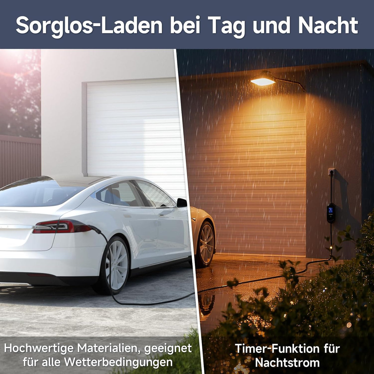 Type 2 oplaadkabel Schuko 3,6kW 5m, 6-16A 1-fase oplaadkabel Type 2, draagbaar EV-oplaadstation met digitale display, EV-oplader tijdfunctie & IP65, voor PHEV & EV IEC 62196-2
