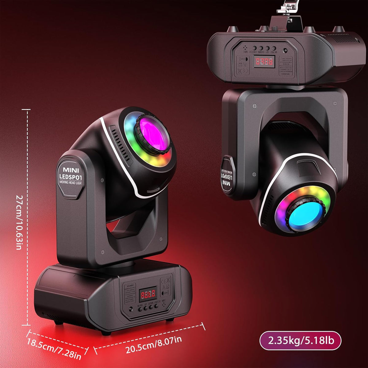 24 W Bewegende Kop Podiumlicht – Moving Head Licht – DJ Spot – Disco Verlichting – Feestverlichting – 8 Kleuren & 7 Patronen – 540° Pan & 215° Tilt