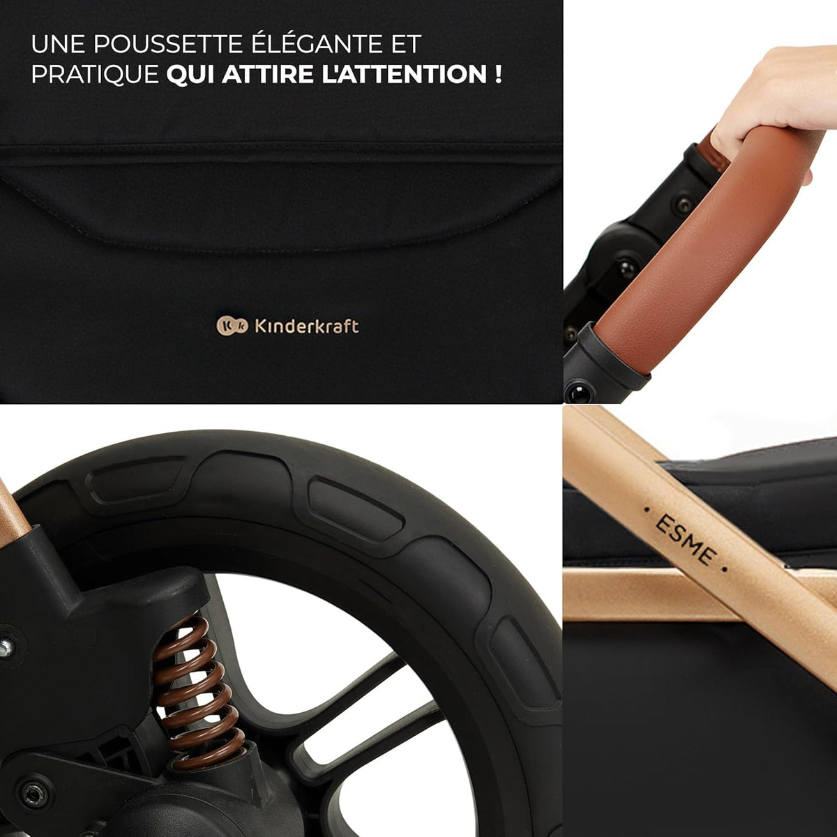 Kinderkraft ESME 3-in-1 autostoel met babydrager Mink Pro I-Size, reissysteem, babybuggy, opvouwbare kinderwagen, voor pasgeborenen tot 4 jaar, zwart