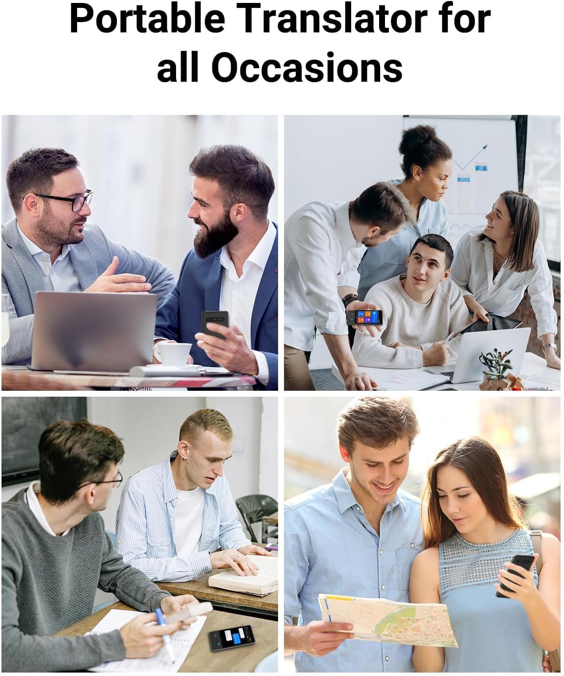 XUPURTLK Taalvertaler W12, spraakvertaler apparaat twee richtingen, 144 talen realtime vertaler apparaat, offline & opname & fotovertaling voor reizen, zaken, leren (zwart)