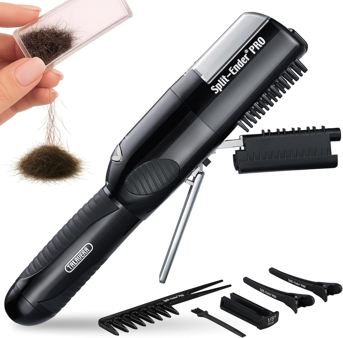 Split Ender Pro draadloze gespleten haartondeuse verwijdert droge, beschadigde en broze punten uit het haar, zwart