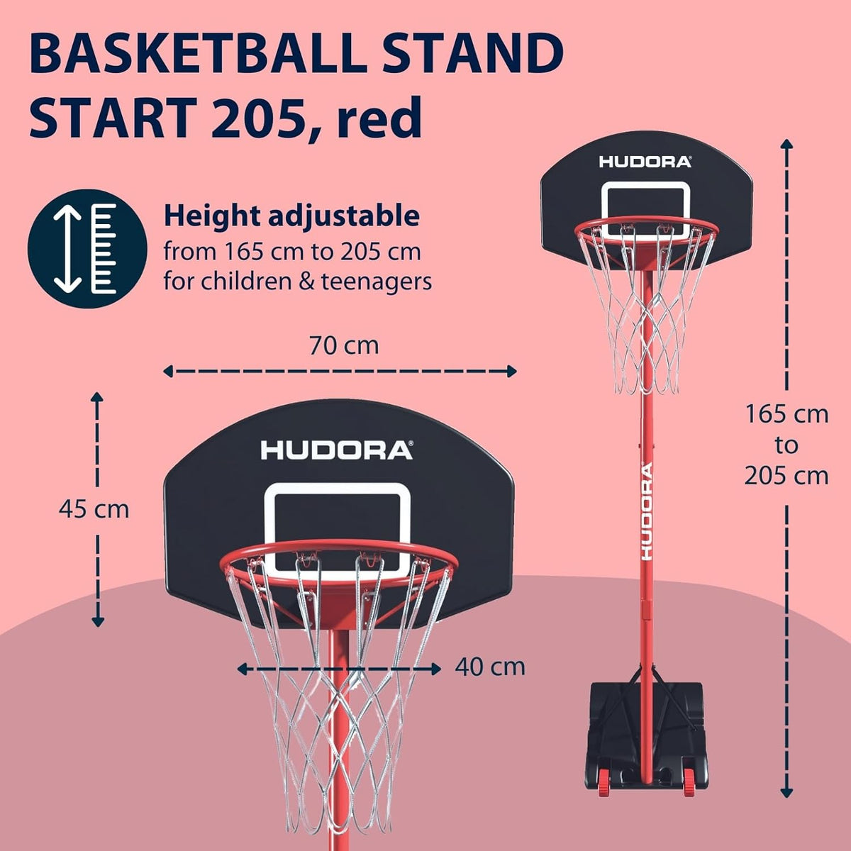 HUDORA 71640 Doel, rood, 205 cm