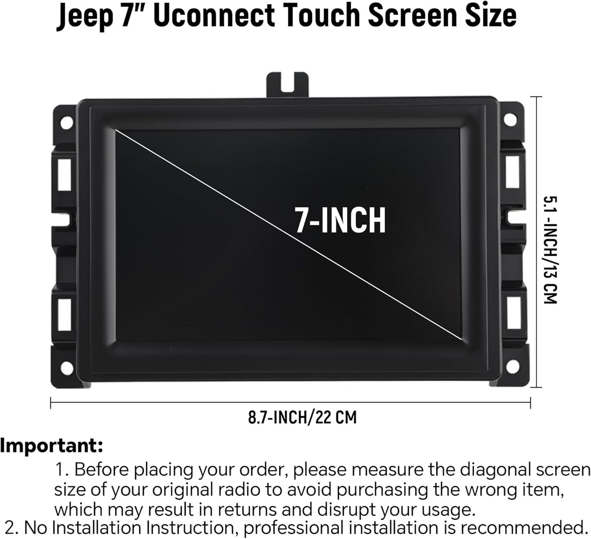7 "Uconnect LCD Touchscreen Display met Beugel voor 2017-2020 Jeep Kompas Radio Navigatie Touchscreen Monitor Digitizer Vervang TDO-WXGA0700K00033-V2 TDO-WXGA0700K00057-V1 LMB-K00057BL-A