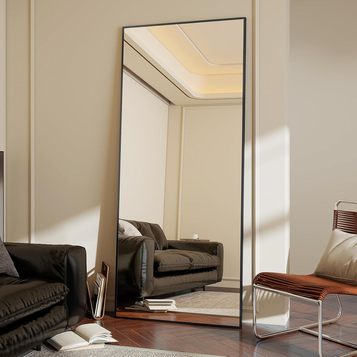 Staande Spiegel – Passpiegel – Wandspiegel – Volledige Lengte Spiegel – Kleedkamerspiegel – 165x60 cm – Robuust Versterkt Glas – Minimalistisch Smal Aluminium Frame