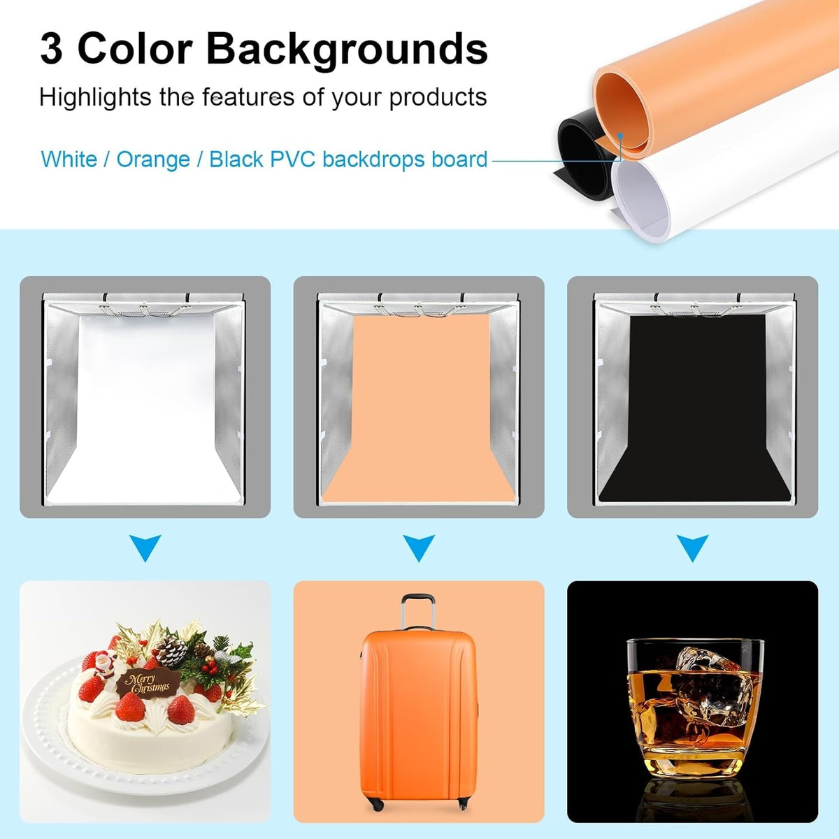 Fotostudio Lichtbak 80 X 80 Cm – Fotobox – Fototent – Lightbox – Productfotografie Tent – 156 LED-Verlichting – 3 Uitneembare Achtergronden